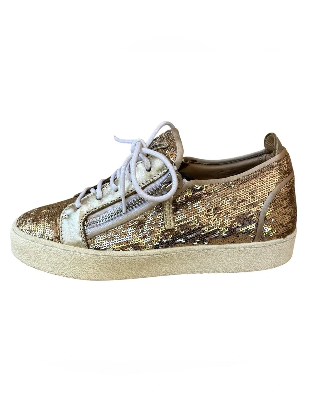 GIUSEPPE ZANOTTI “Gail” Gold Sequin Low Top Sneakers